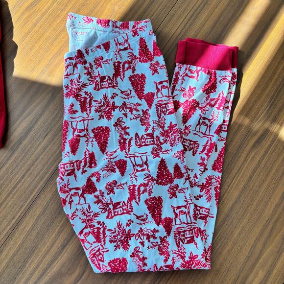 Burt's Bee Family Christmas PJ Set 2 Piece Set Red White Women's Size Medium - Picture 2 of 11